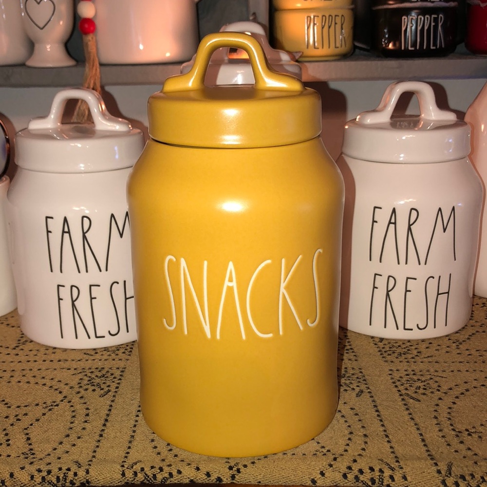 Rae Dunn SNACKS Canister (Mustard/Yellow)